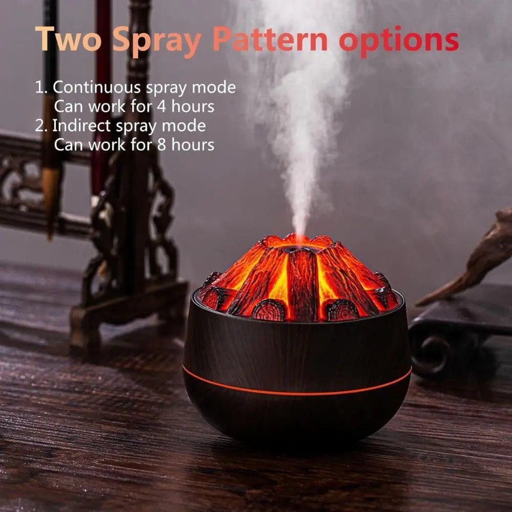Charcoal Fire LED Aromatherapy Diffuser - Dark Wood - LiviNova