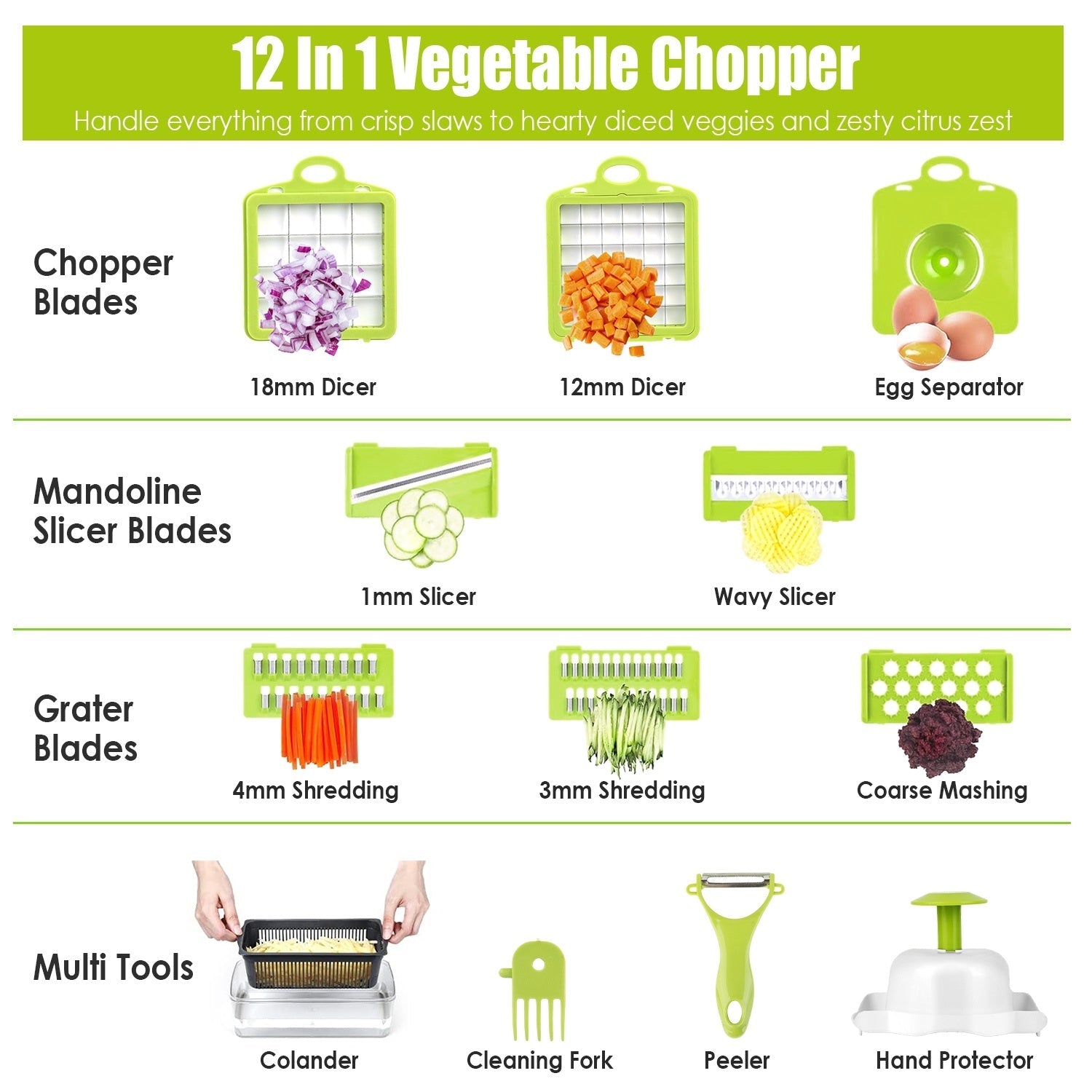 12 - in - 1 Vegetable Chopper & Slicer Set - LiviNova