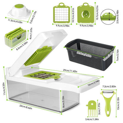 12 - in - 1 Vegetable Chopper & Slicer Set - LiviNova