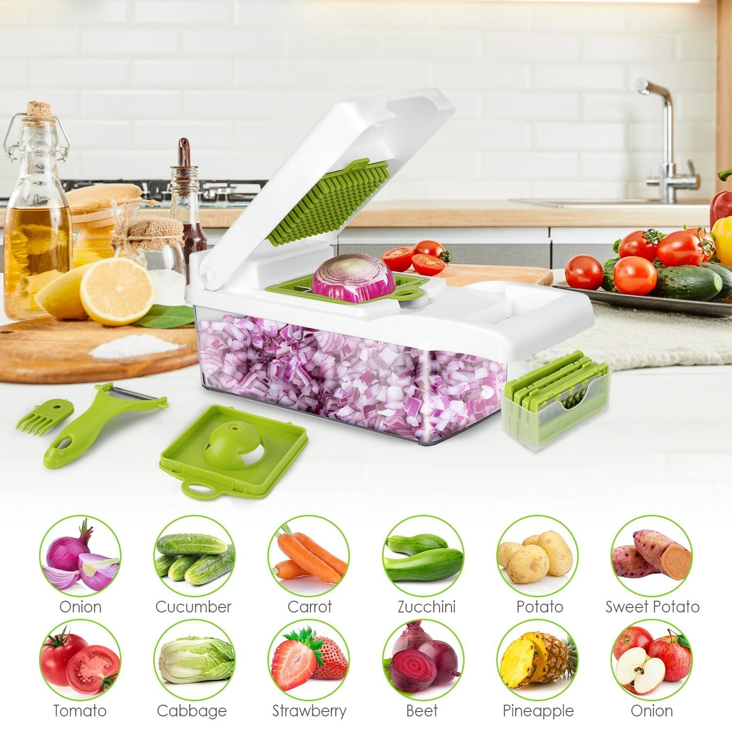 12 - in - 1 Vegetable Chopper & Slicer Set - LiviNova