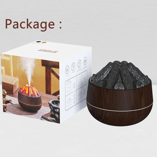 Charcoal Fire LED Aromatherapy Diffuser - Dark Wood - LiviNova