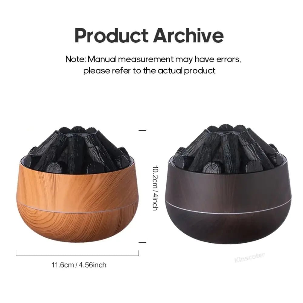 Charcoal Fire LED Aromatherapy Diffuser - Dark Wood - LiviNova