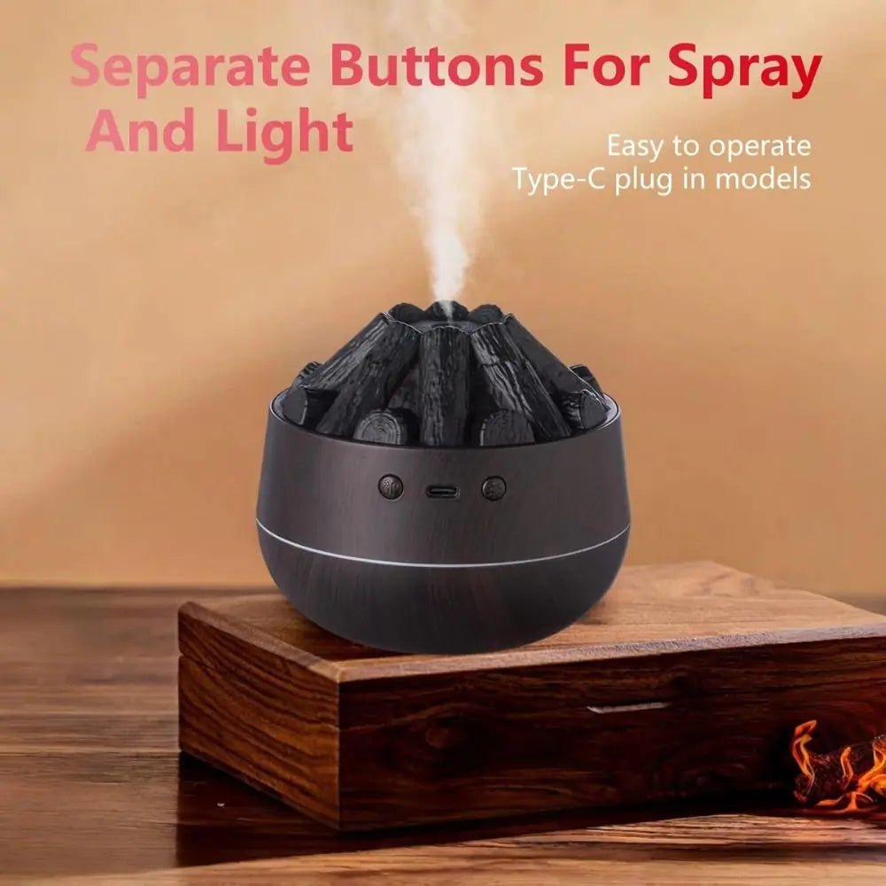 Charcoal Fire LED Aromatherapy Diffuser - Dark Wood - LiviNova