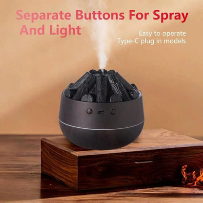 Charcoal Fire LED Aromatherapy Diffuser - Dark Wood - LiviNova