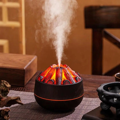 Charcoal Fire LED Aromatherapy Diffuser - Dark Wood - LiviNova