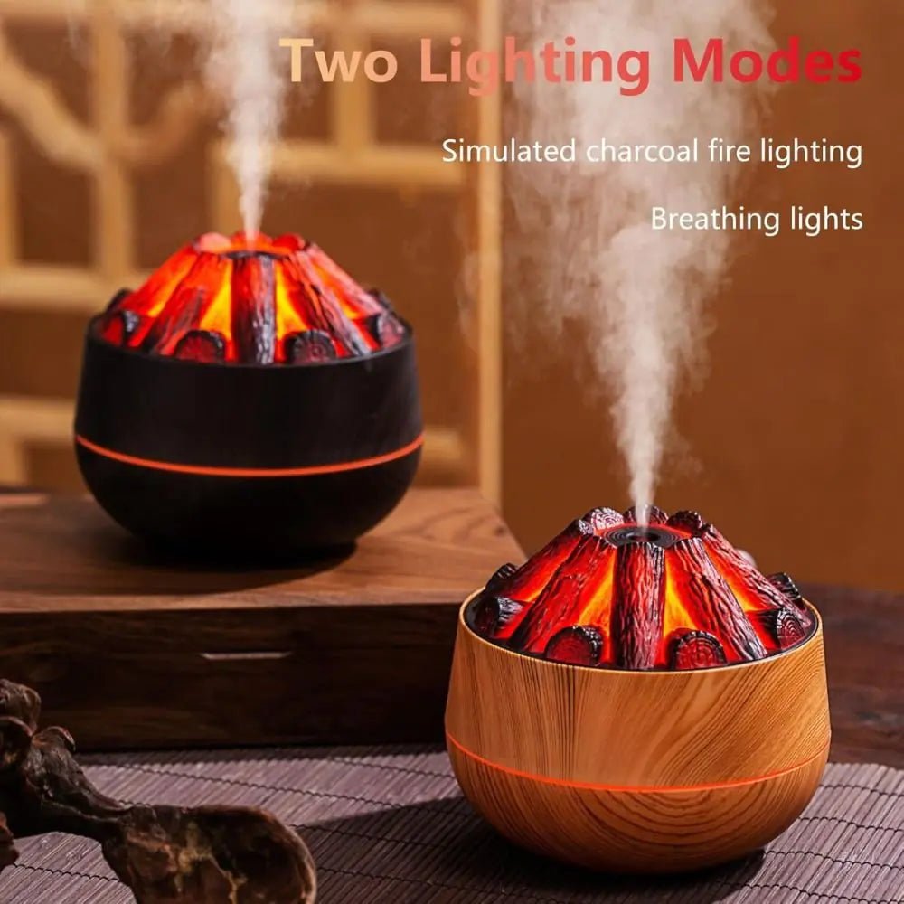 Charcoal Fire LED Aromatherapy Diffuser - Dark Wood - LiviNova