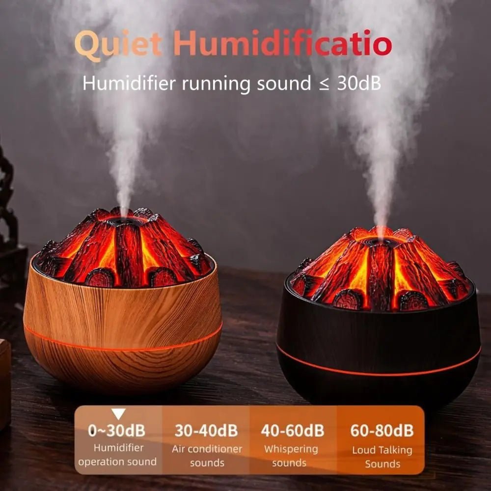 Charcoal Fire LED Aromatherapy Diffuser - Dark Wood - LiviNova
