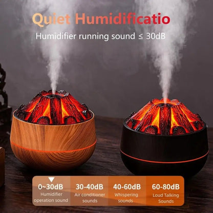 Charcoal Fire LED Aromatherapy Diffuser - Dark Wood - LiviNova