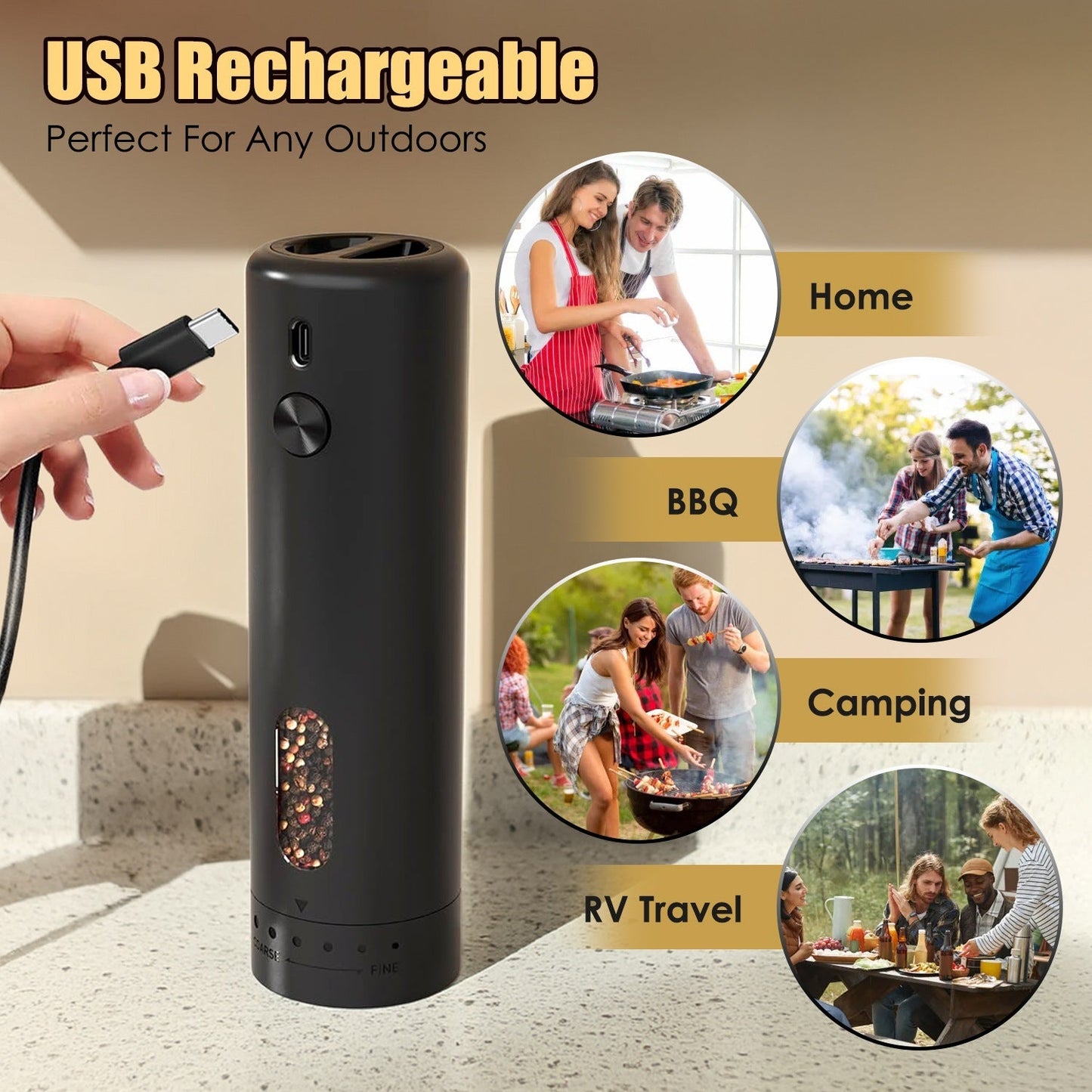 Electric Pepper & Salt Grinder (USB Rechargeable) - LiviNova