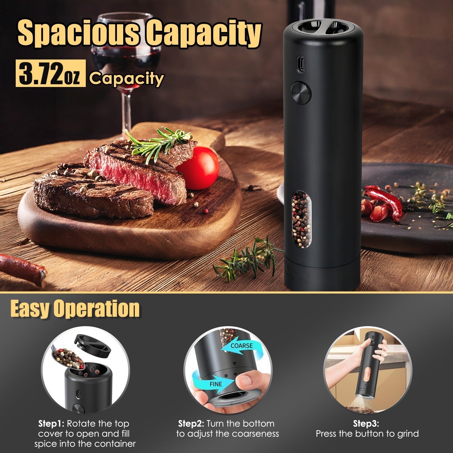 Electric Pepper & Salt Grinder (USB Rechargeable) - LiviNova