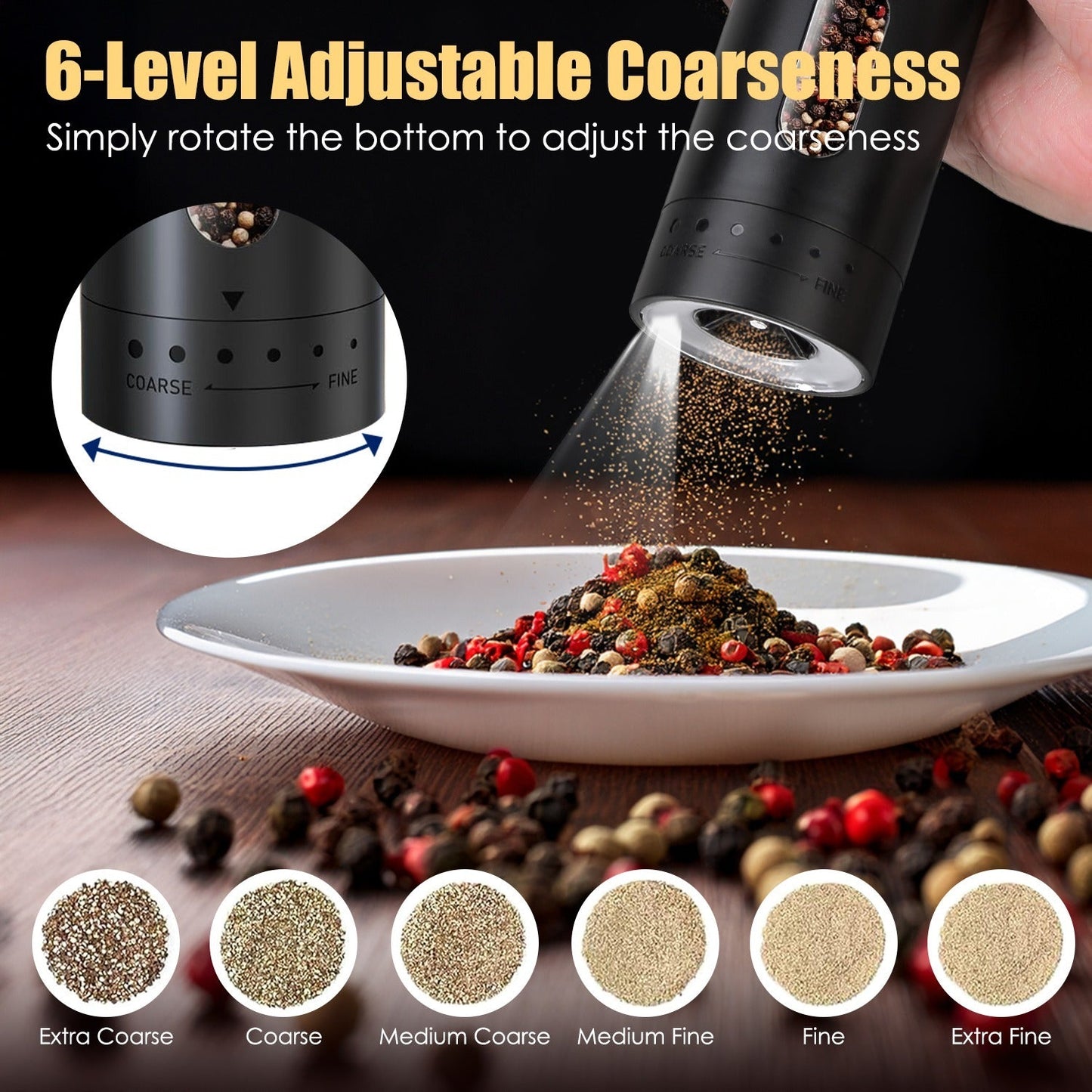 Electric Pepper & Salt Grinder (USB Rechargeable) - LiviNova