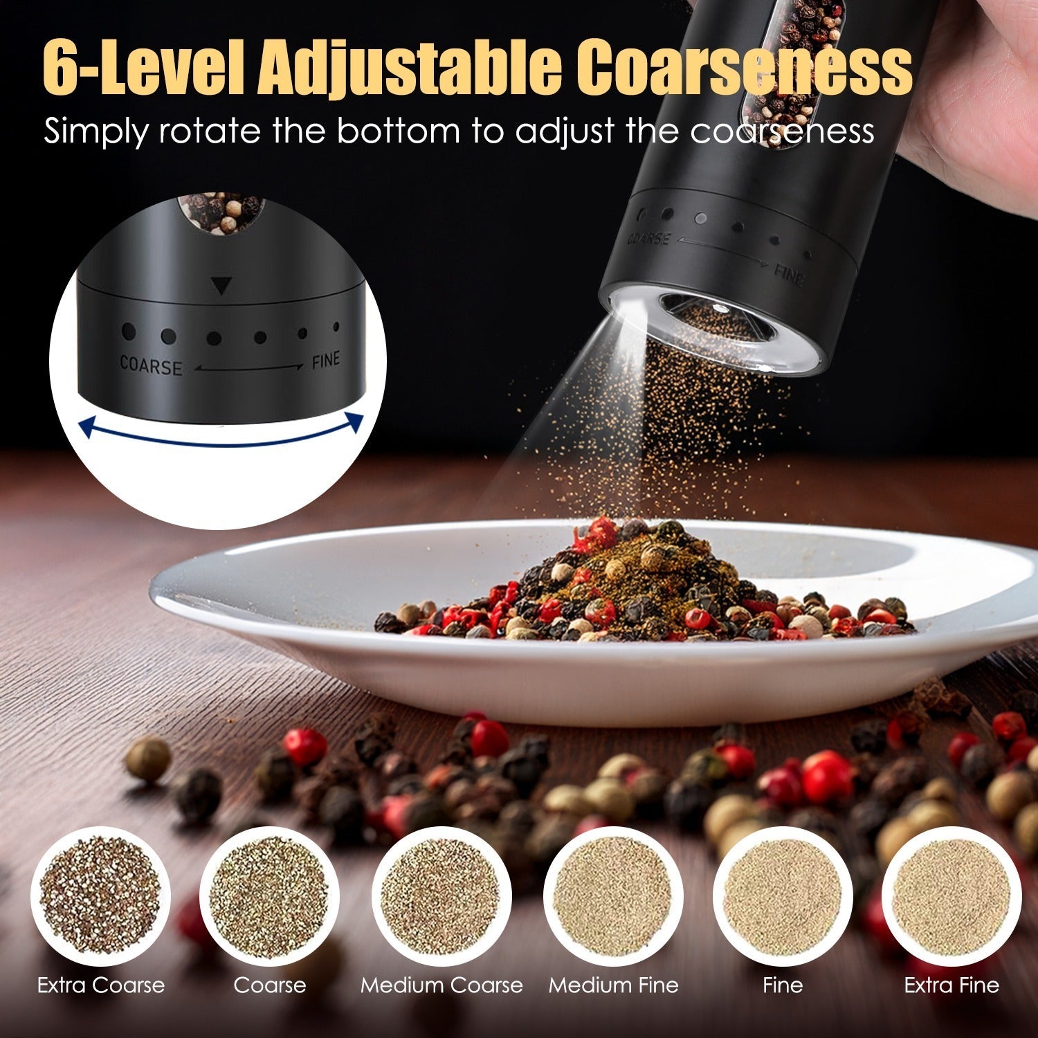 Electric Pepper & Salt Grinder (USB Rechargeable) - LiviNova